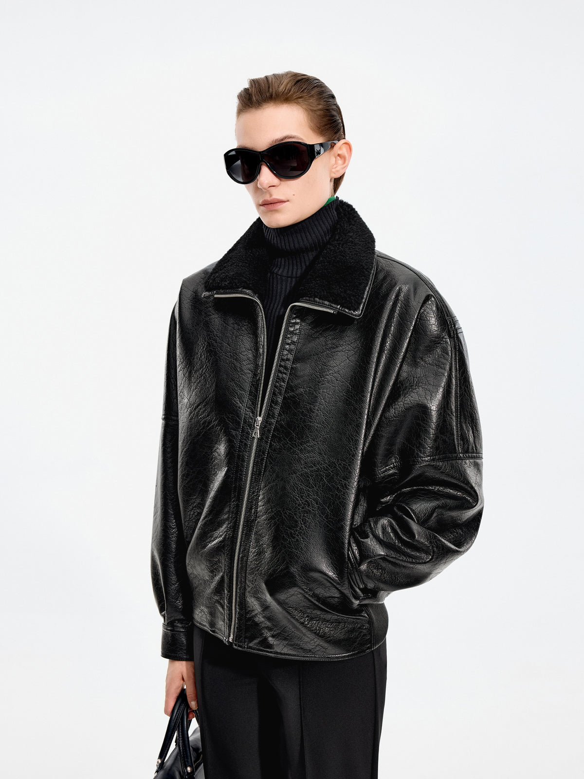 Jacket / JNBY O-Shape Faux Leather Jacket