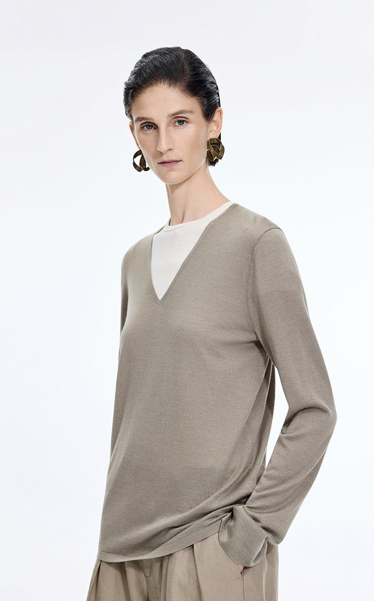 Sweater / JNBY V-Neck Baselan Wool-Silk Blend Pullover