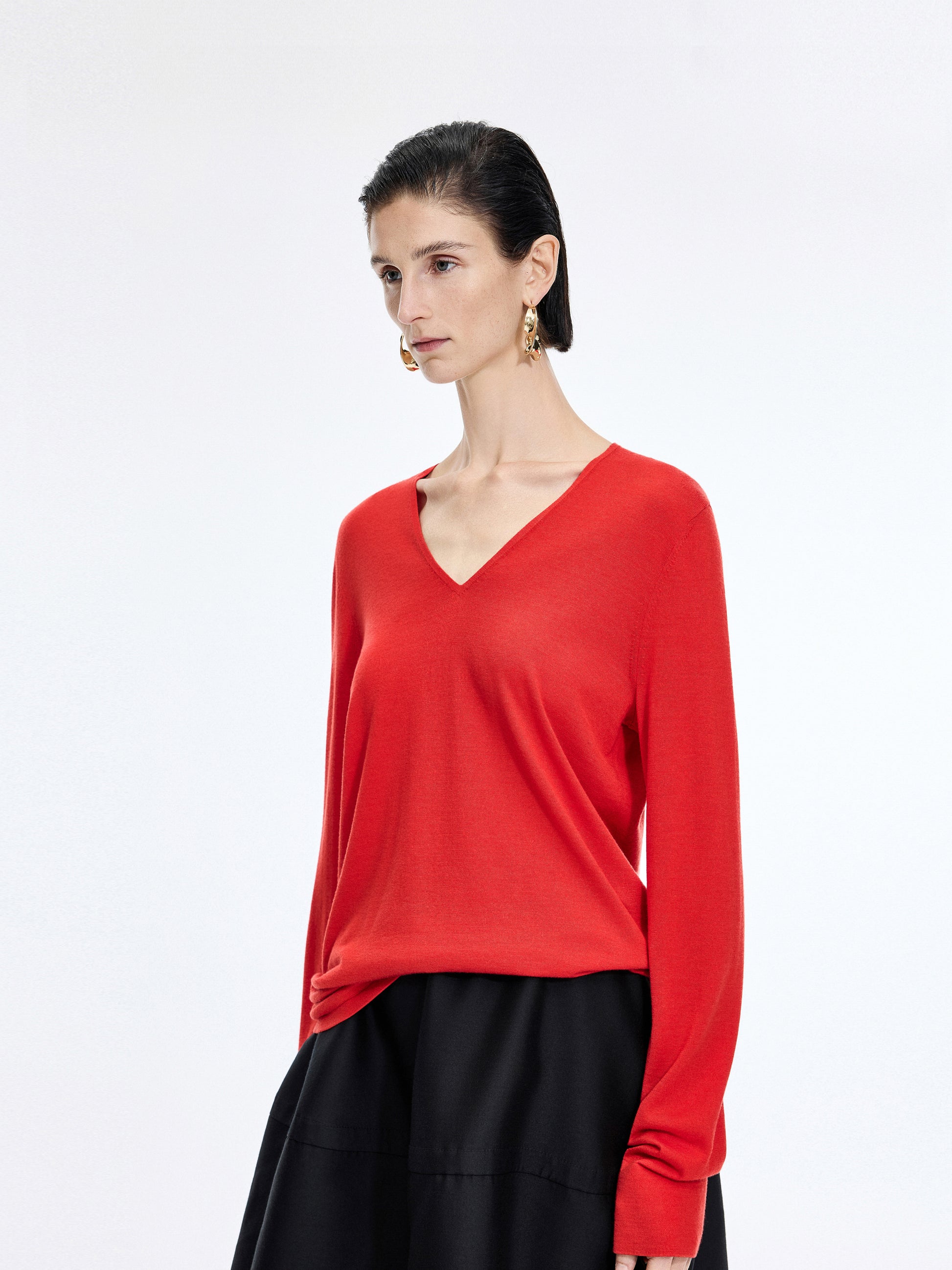 Sweater / JNBY V-Neck Baselan Wool-Silk Blend Pullover