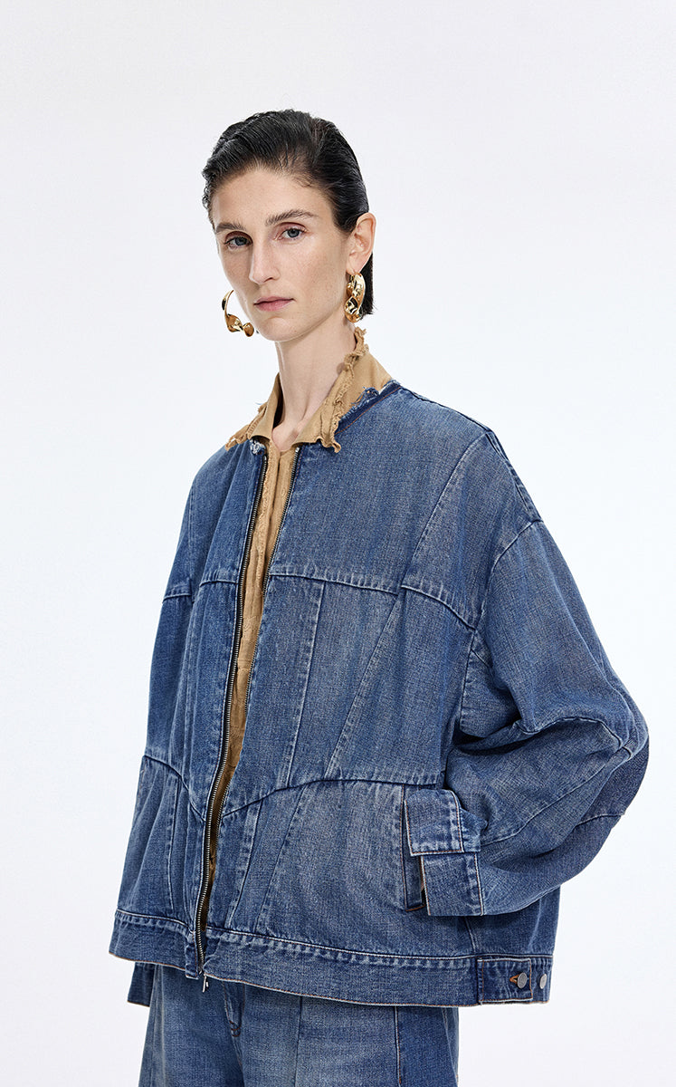 Jacket / JNBY Reconstructed Denim Collarless Jacket