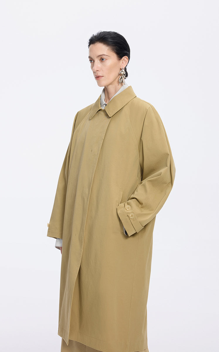 Coat / JNBY Relaxed Cotton Blend Raglan Sleeve Trench Coat