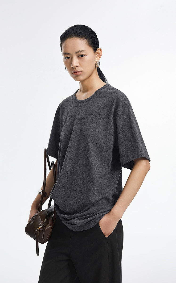 T-Shirt / JNBY Cotton Relaxed Fold Hem Tee