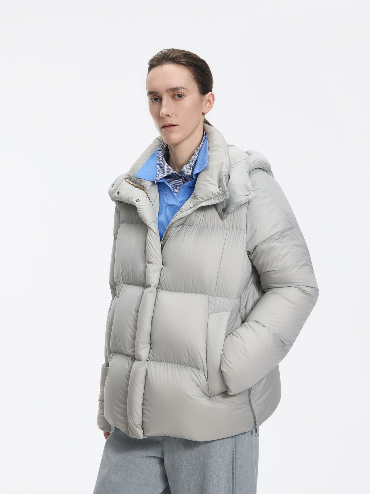 Coat / JNBY A-Line Down Puffer Jacket with Detachable Hood