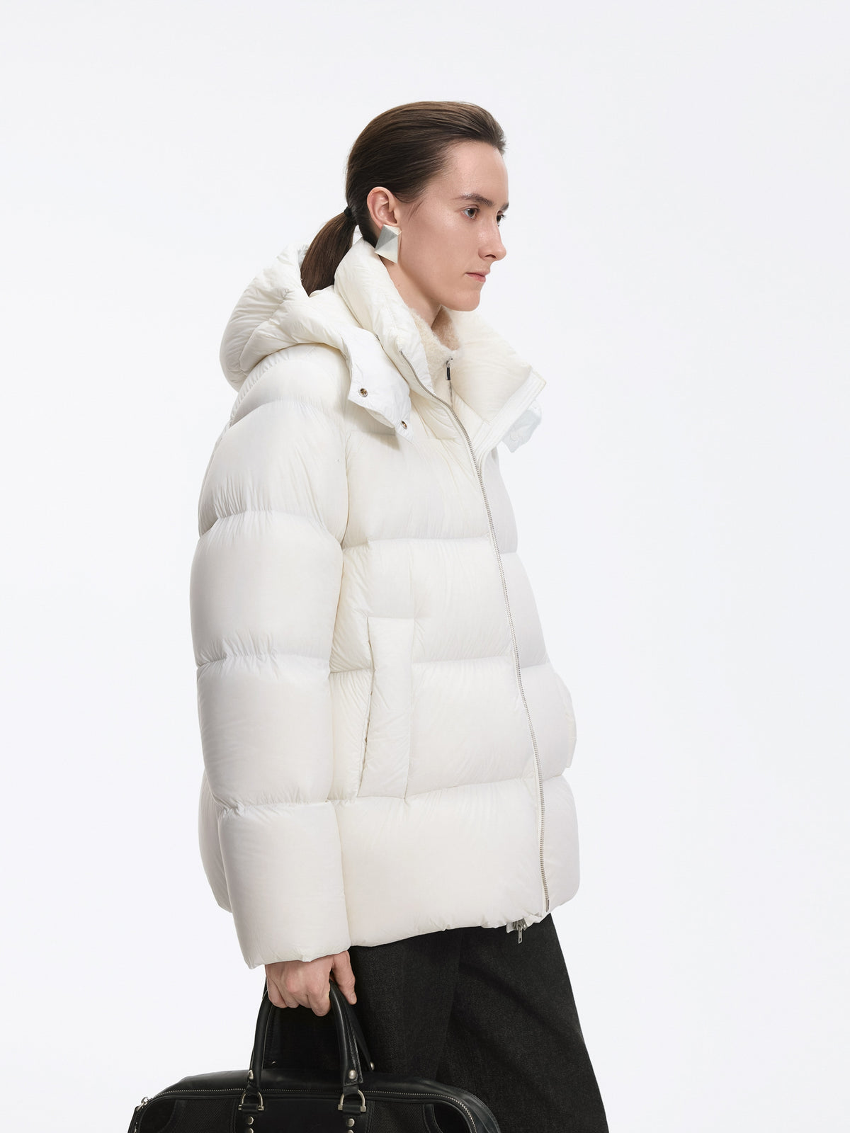 Coat / JNBY A-Line Down Puffer Jacket with Detachable Hood