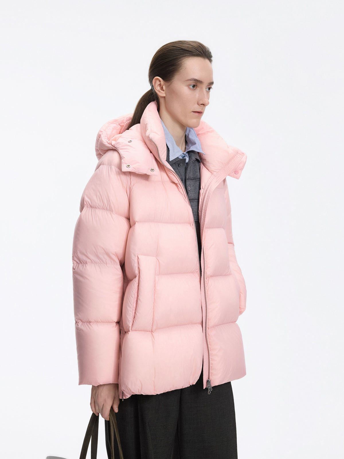 Coat / JNBY A-Line Down Puffer Jacket with Detachable Hood