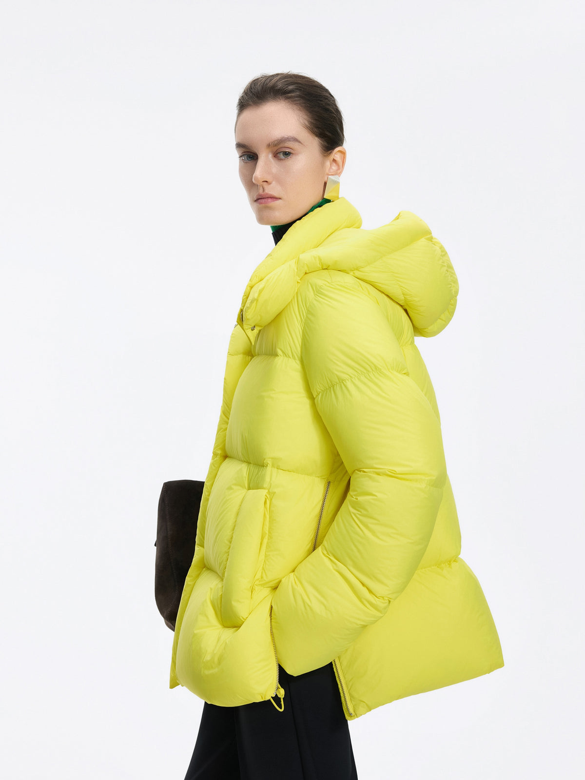 Coat / JNBY A-Line Down Puffer Jacket with Detachable Hood