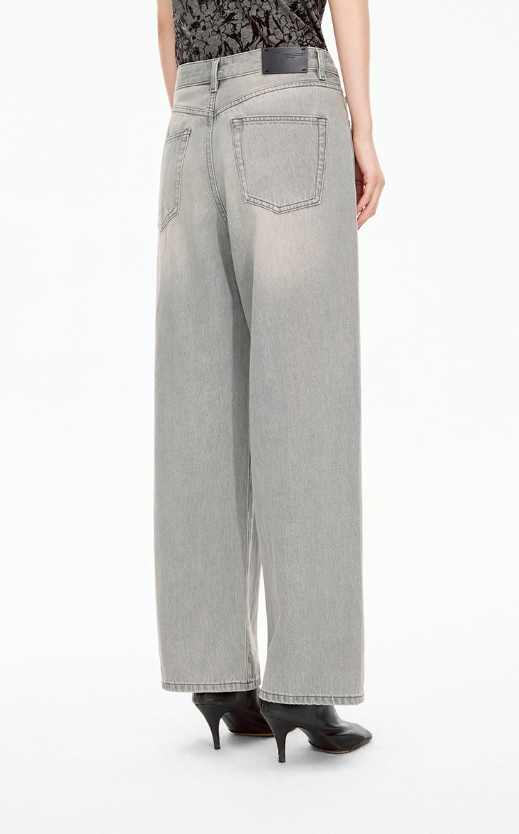 Pants / JNBY Tapered Washed Black Denim Trousers