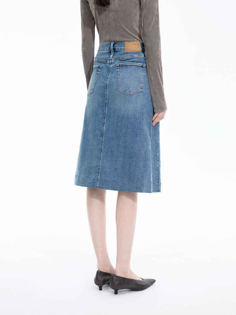 Skirt / JNBY Cotton A-Line Midi Denim Skirt