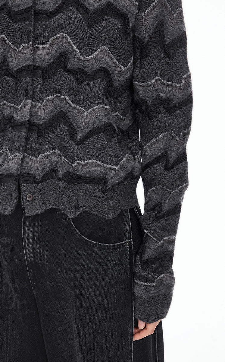 Sweater / JNBY Colorblock Wool-Blend Short Cardigan