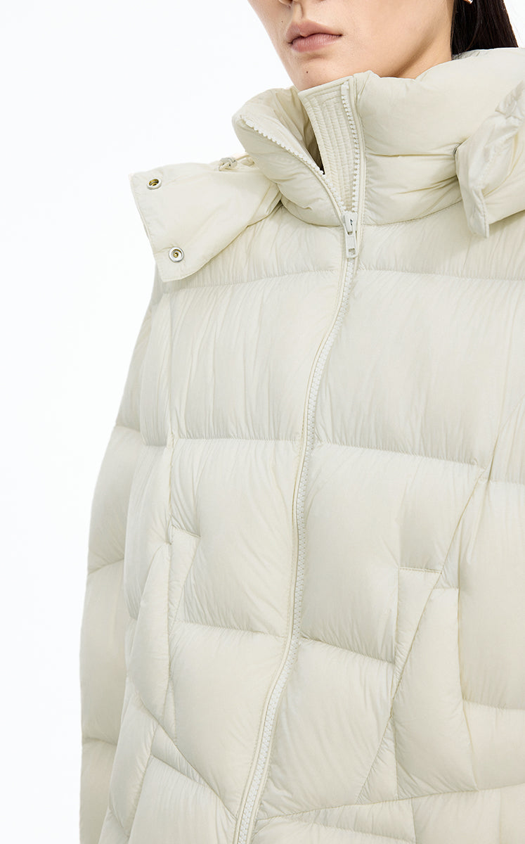 Down Coat / JNBY Deconstructed A-line Hooded Long Down Coat