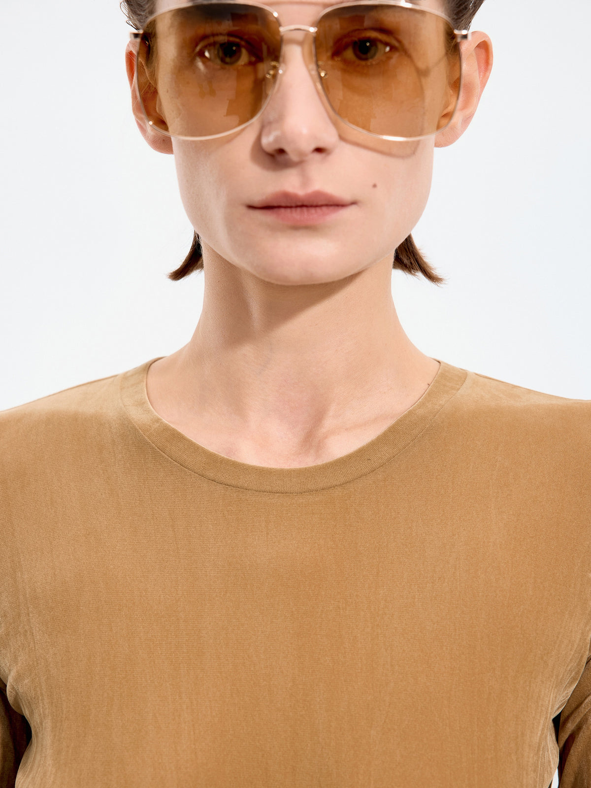 T-Shirt / JNBY Nylon Flocked Mesh Long Sleeve Top