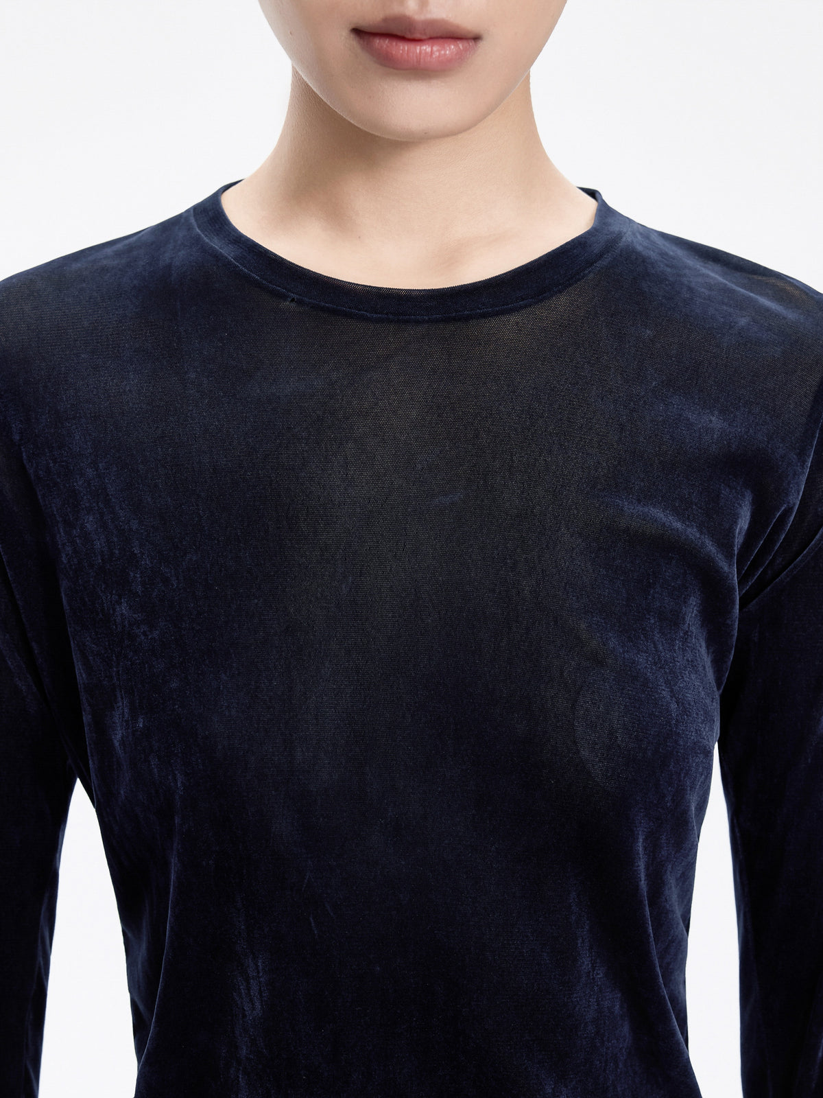 T-Shirt / JNBY Nylon Flocked Mesh Long Sleeve Top