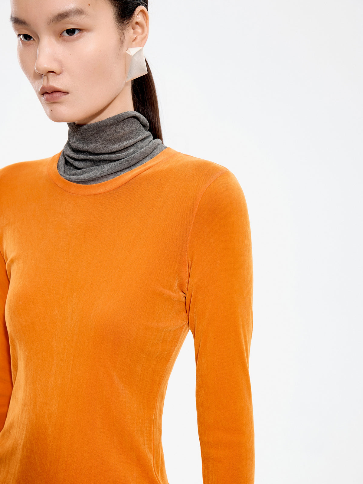 T-Shirt / JNBY Nylon Flocked Mesh Long Sleeve Top