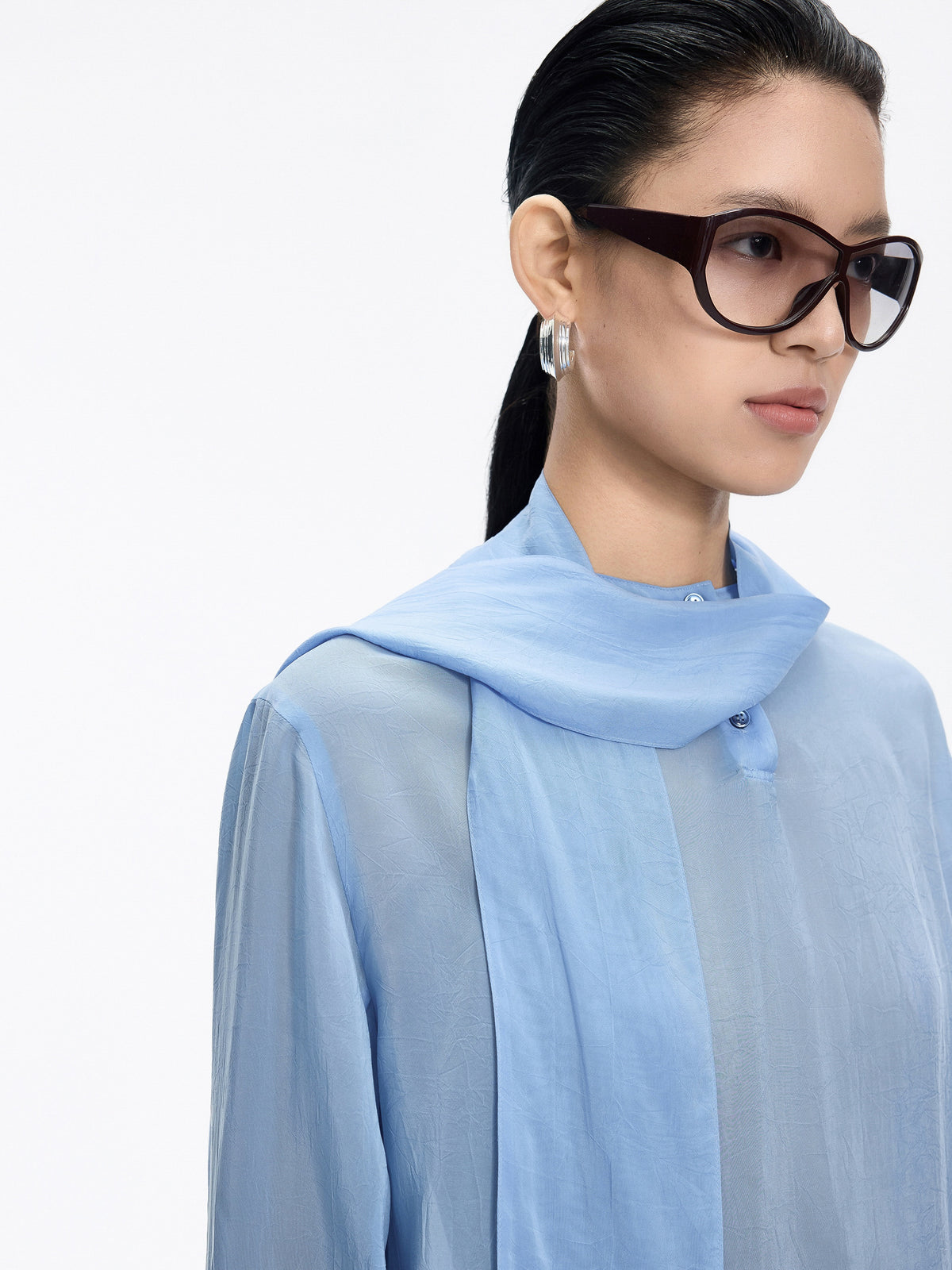 Shirt / JNBY Cupro Relaxed Long Sleeve Blouse