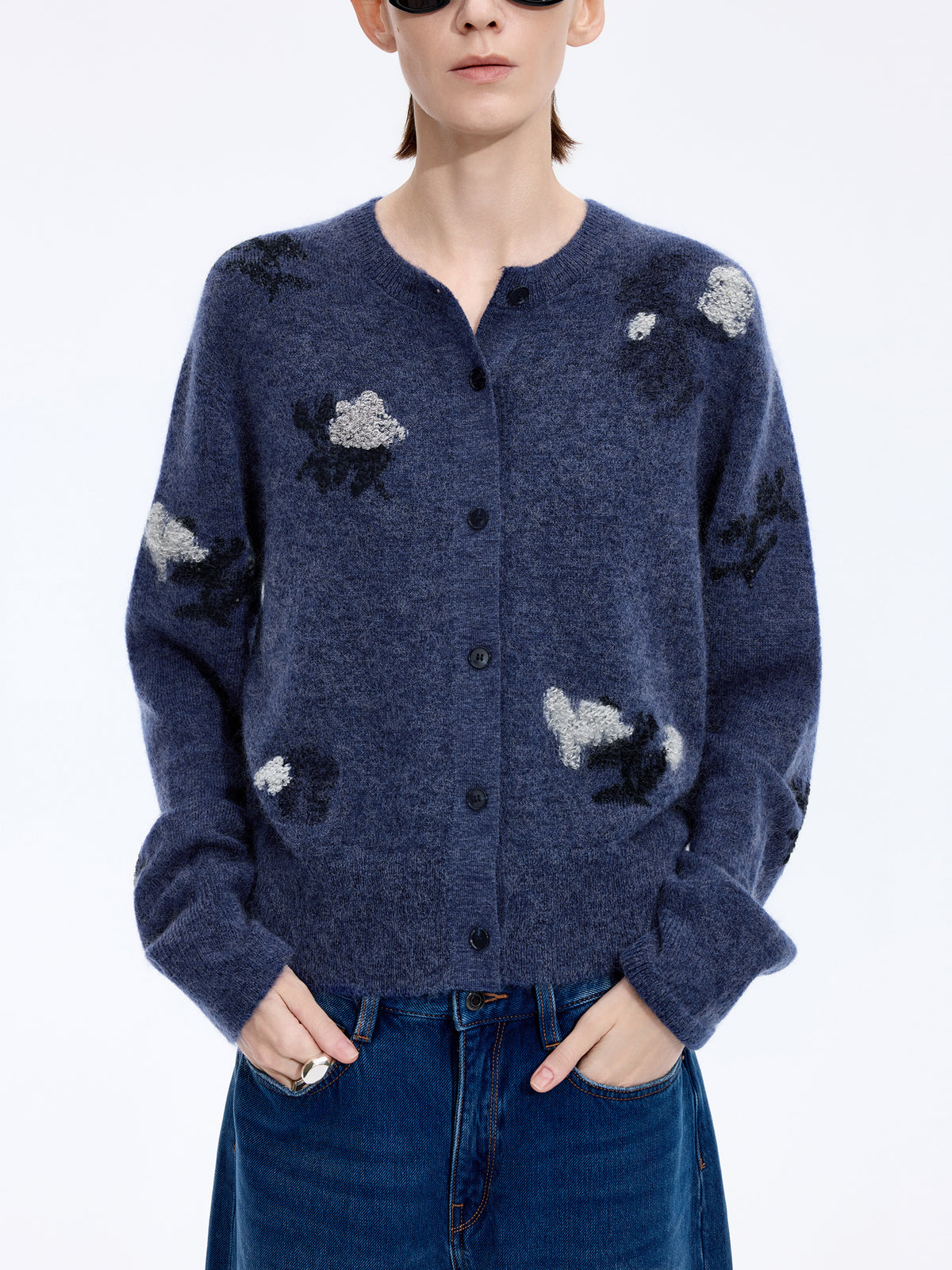 Cardigan / JNBY Mohair Blend Floral Jacqueline Short Sweater
