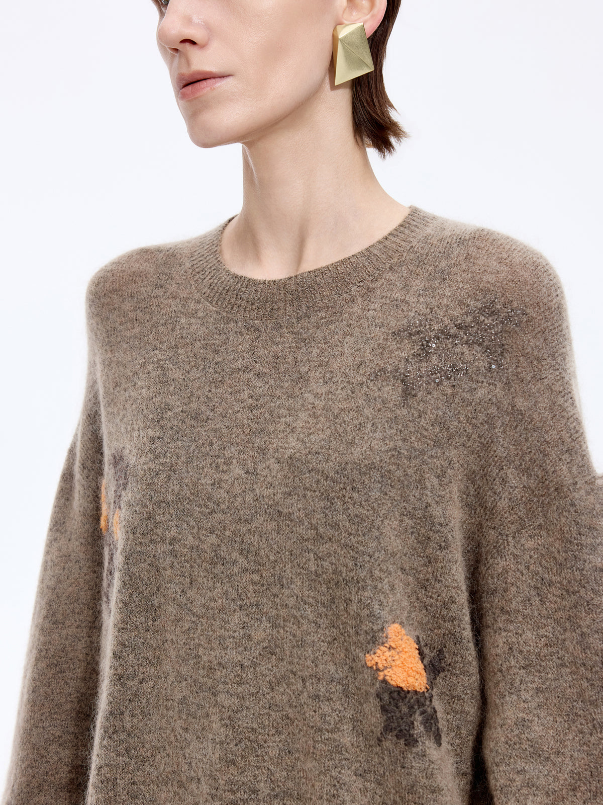 Sweater / JNBY Mohair Blend Oversized Floral Jacquard Pullover