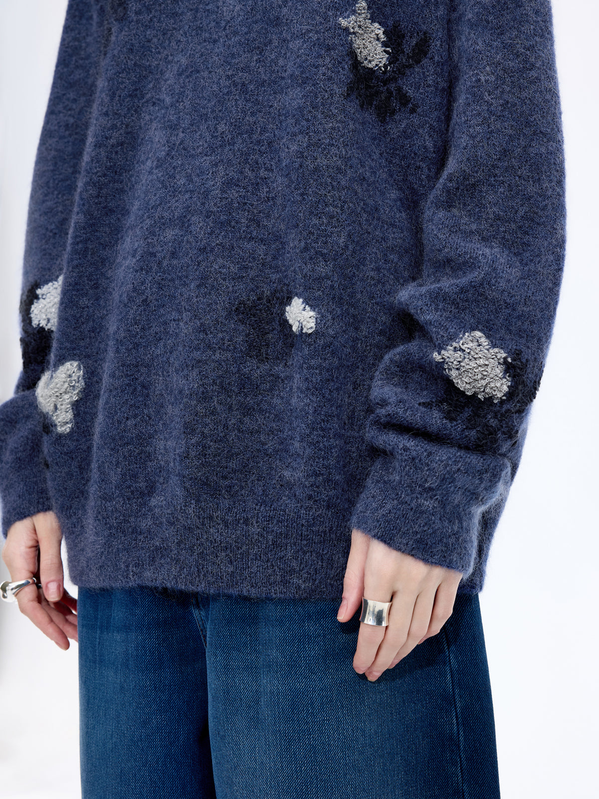 Sweater / JNBY Mohair Blend Oversized Floral Jacquard Pullover