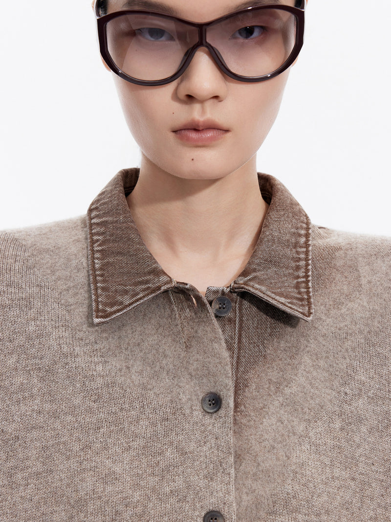 Cardigan / JNBY Wool Yak Blend Denim Patchwork