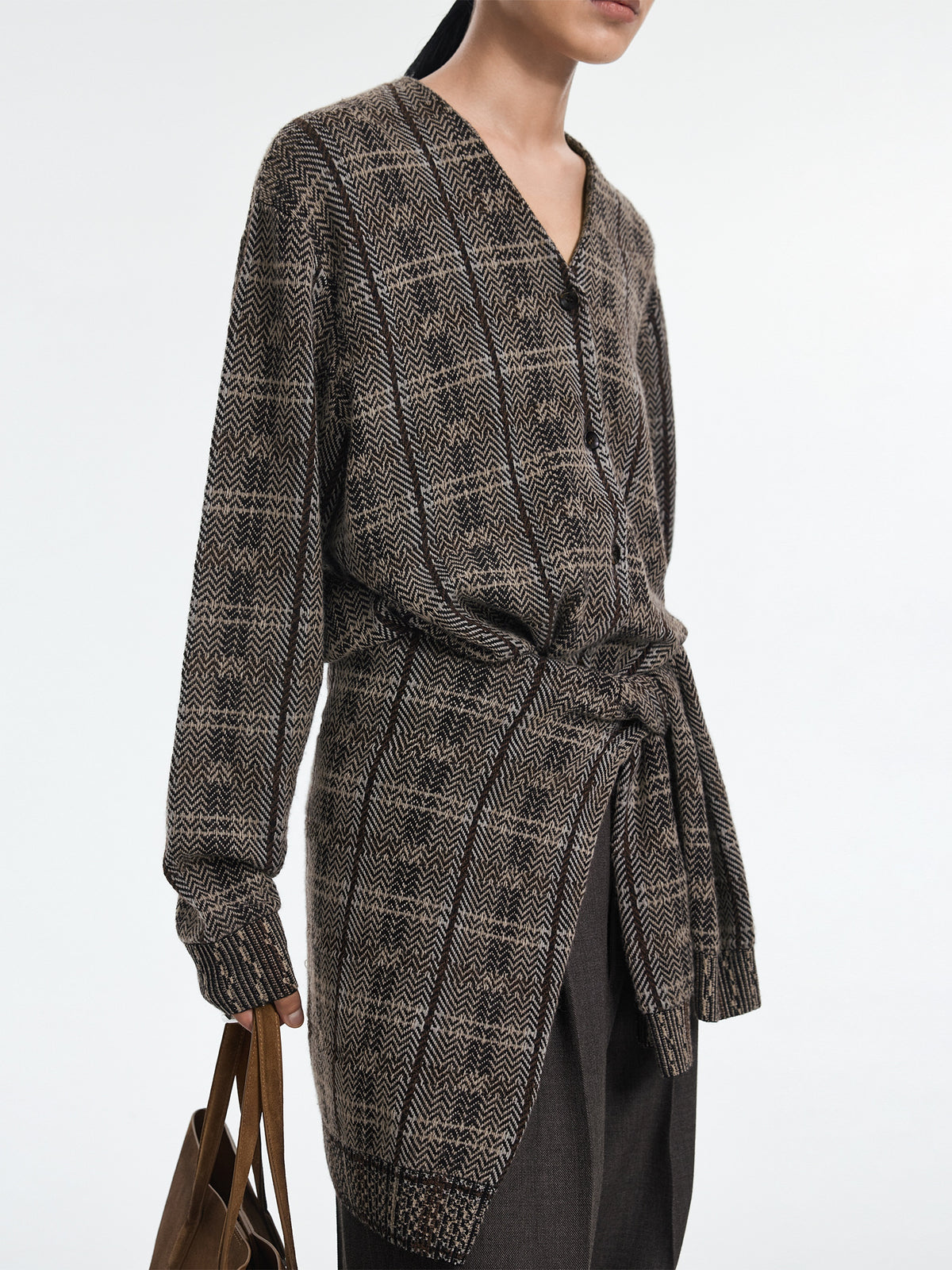 Cardigan / JNBY 100% Merino Wool Oversized Plaid Knit