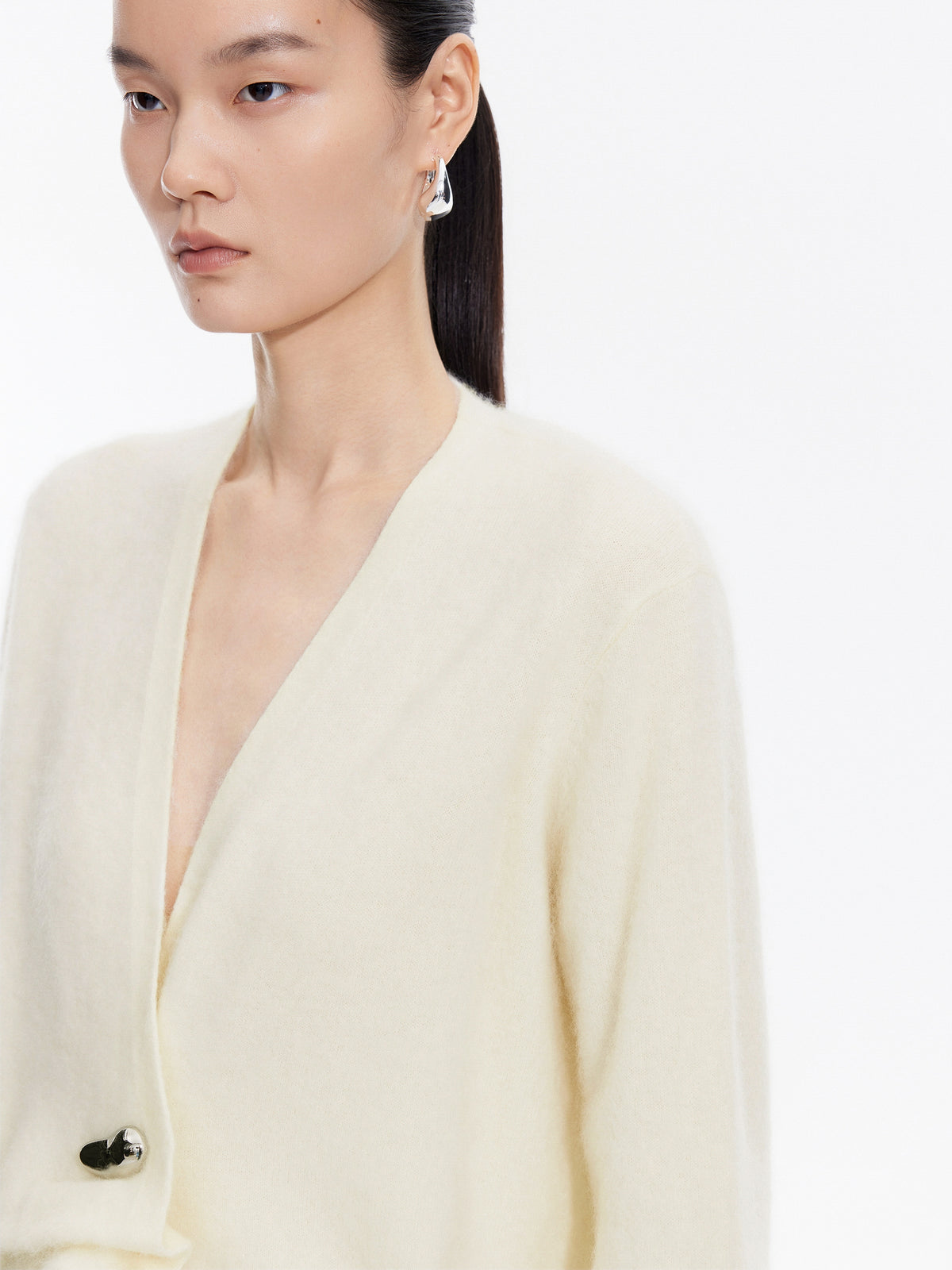 Cardigan / JNBY 100% Wool V-Neck Cropped Sweater