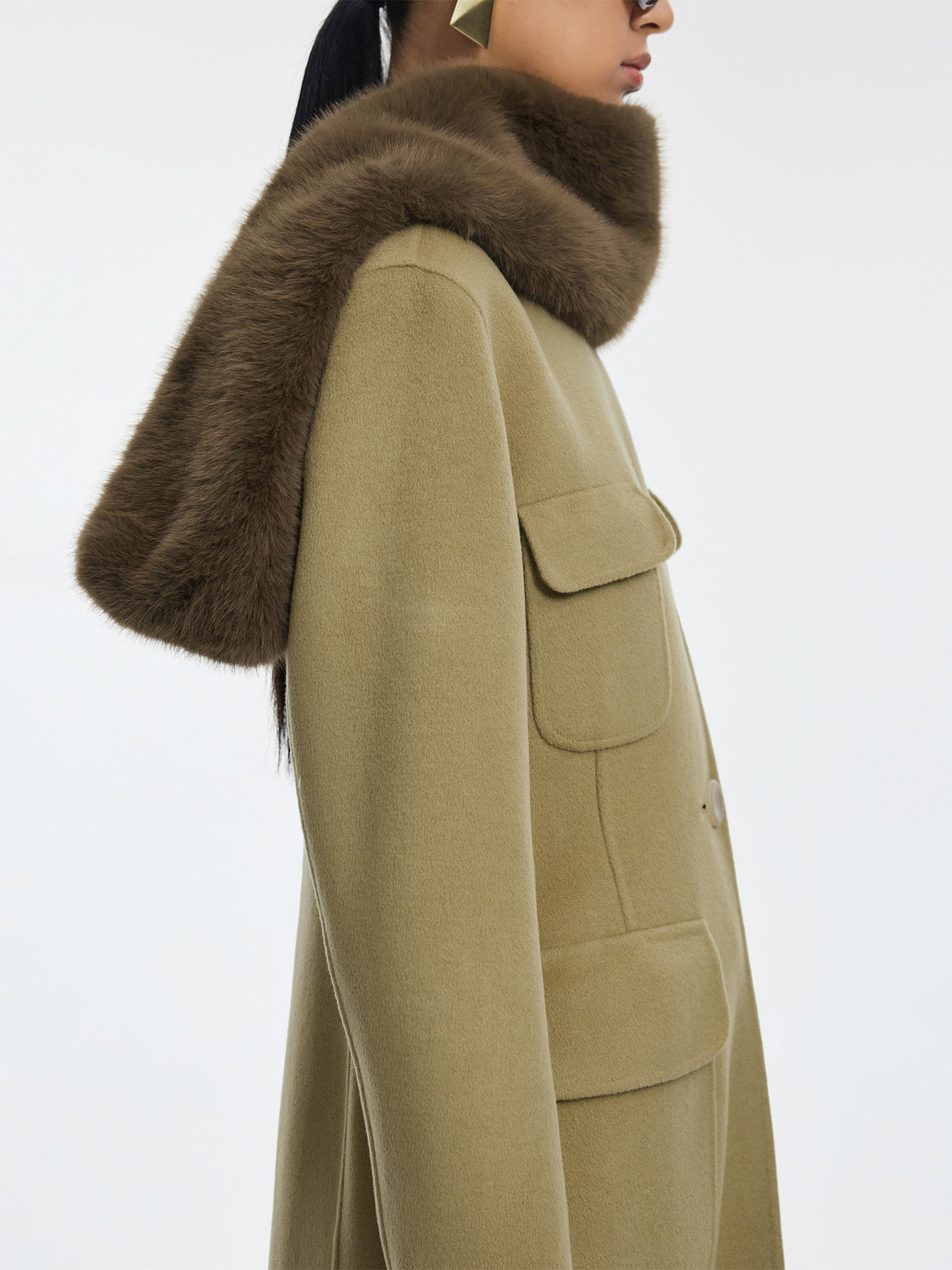 Coat / JNBY Wool Blend Double-Faced X-Line Long Coat