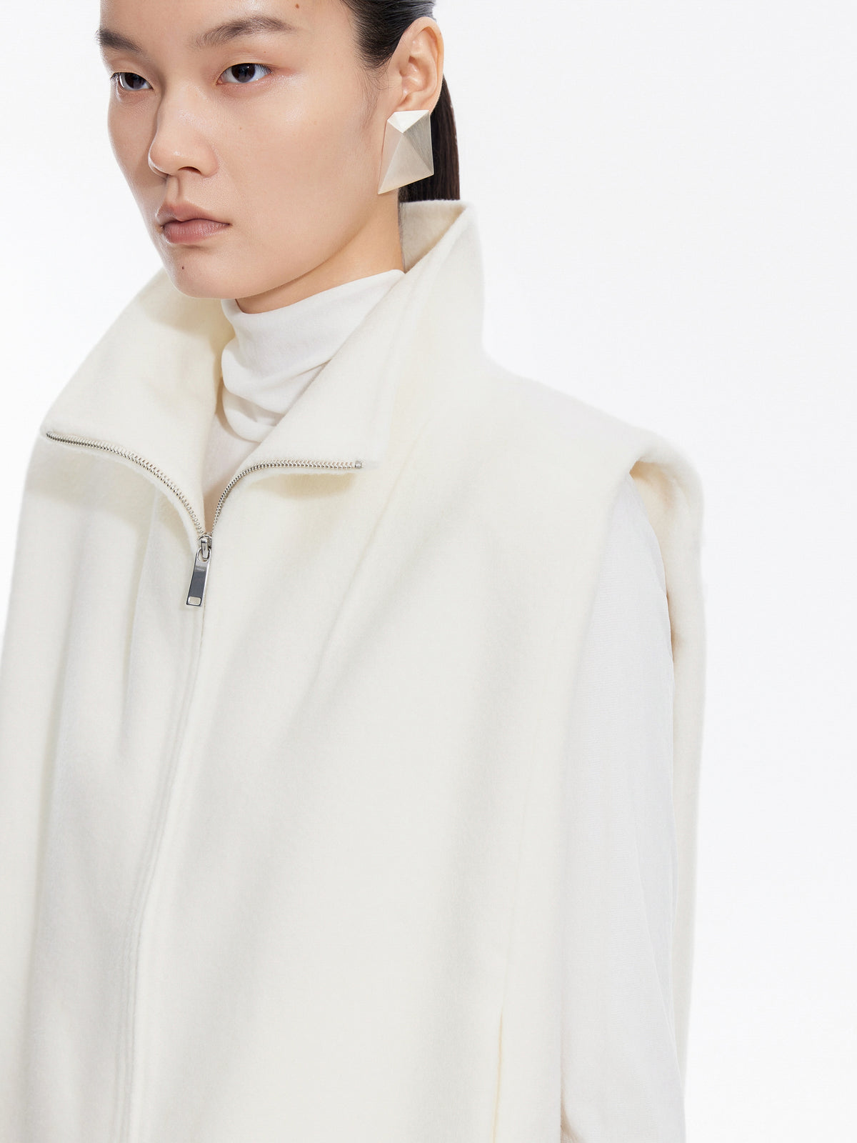 Vest / JNBY Wool Double-Faced Stand Collar Vest