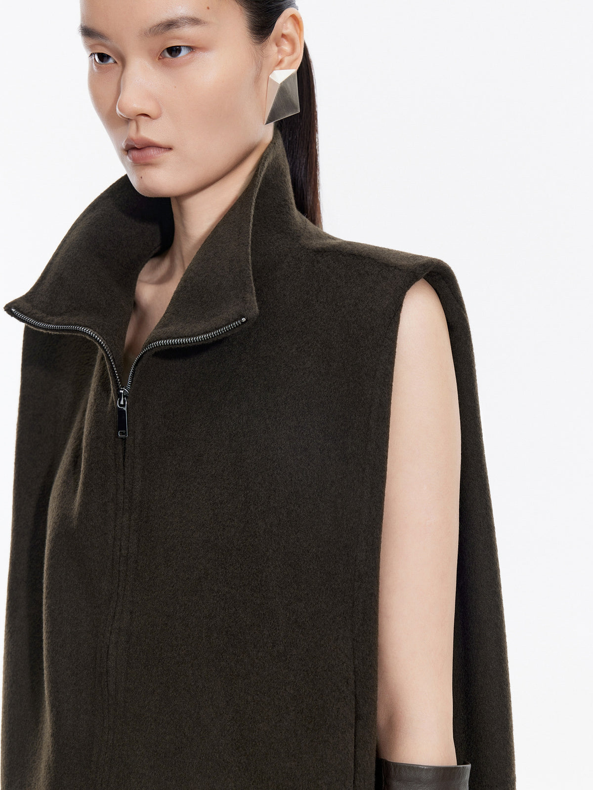 Vest / JNBY Wool Double-Faced Stand Collar Vest