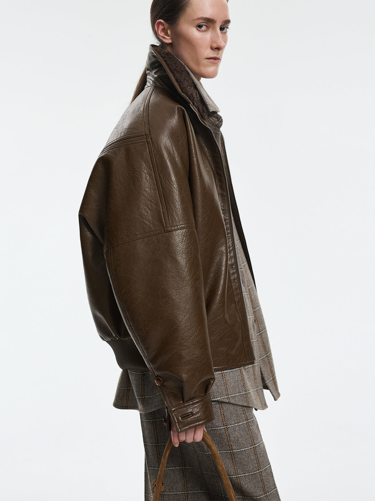 Jacket / JNBY O-Shape Faux Leather Jacket