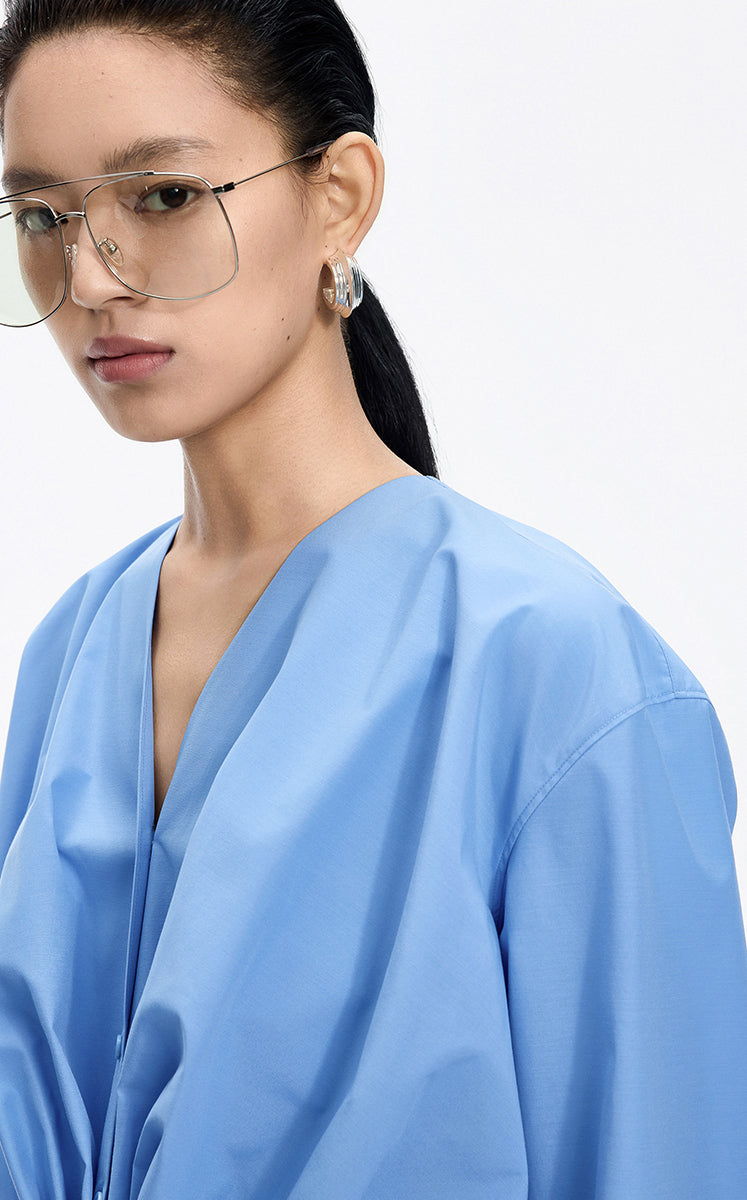Shirt / JNBY Relaxed Fit Tie-Waist Long Sleeve Blouse