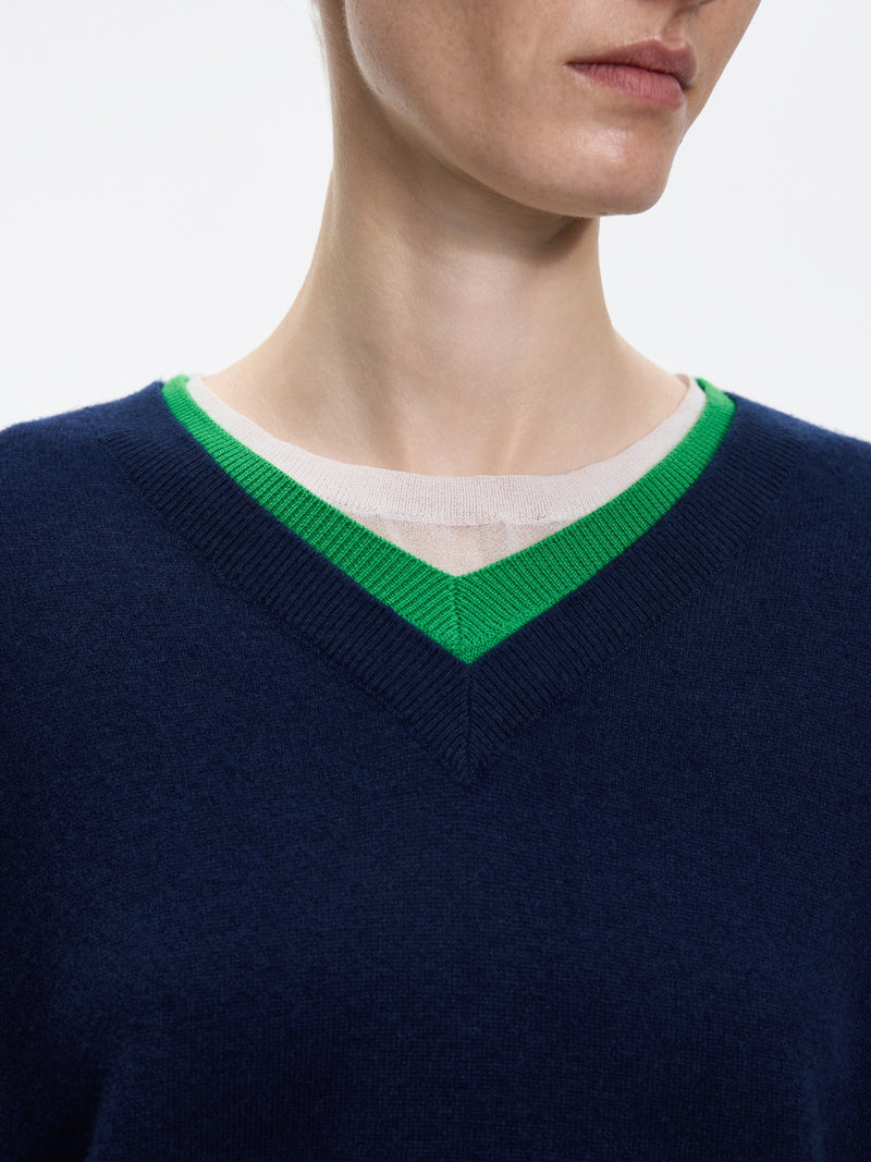Sweater / JNBY Merino Wool Cashmere Blend V-Neck Pullover