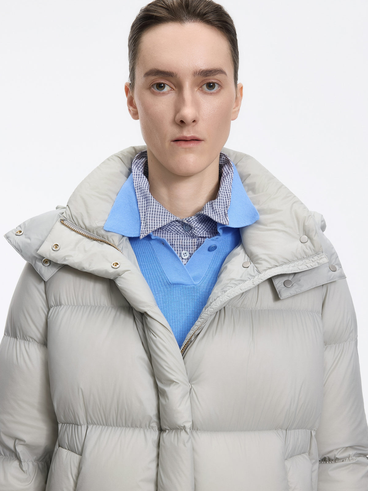 Coat / JNBY A-Line Down Puffer Jacket with Detachable Hood