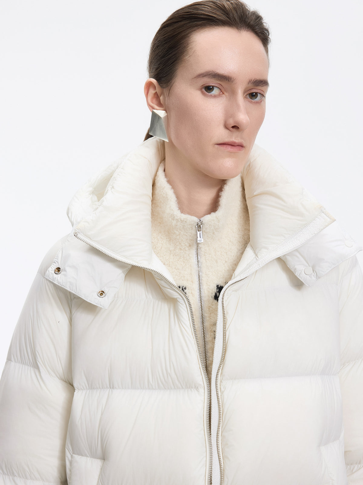Coat / JNBY A-Line Down Puffer Jacket with Detachable Hood