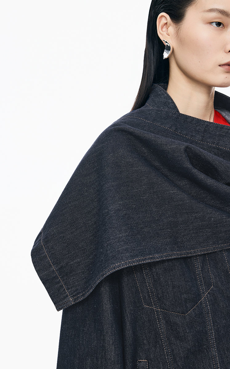 Jacket / JNBY Oversize Detachable Scarf Denim Jacket