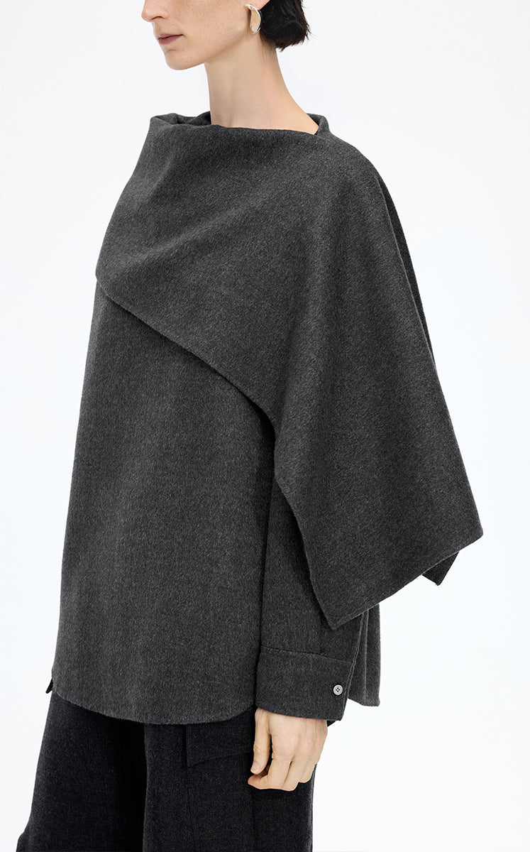 Coat / JNBY Relaxed Wool Silk Blend Jacket