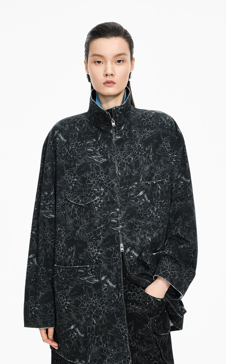 Jacket / JNBY Colored Pencil Floral Oversized Cotton Jacket