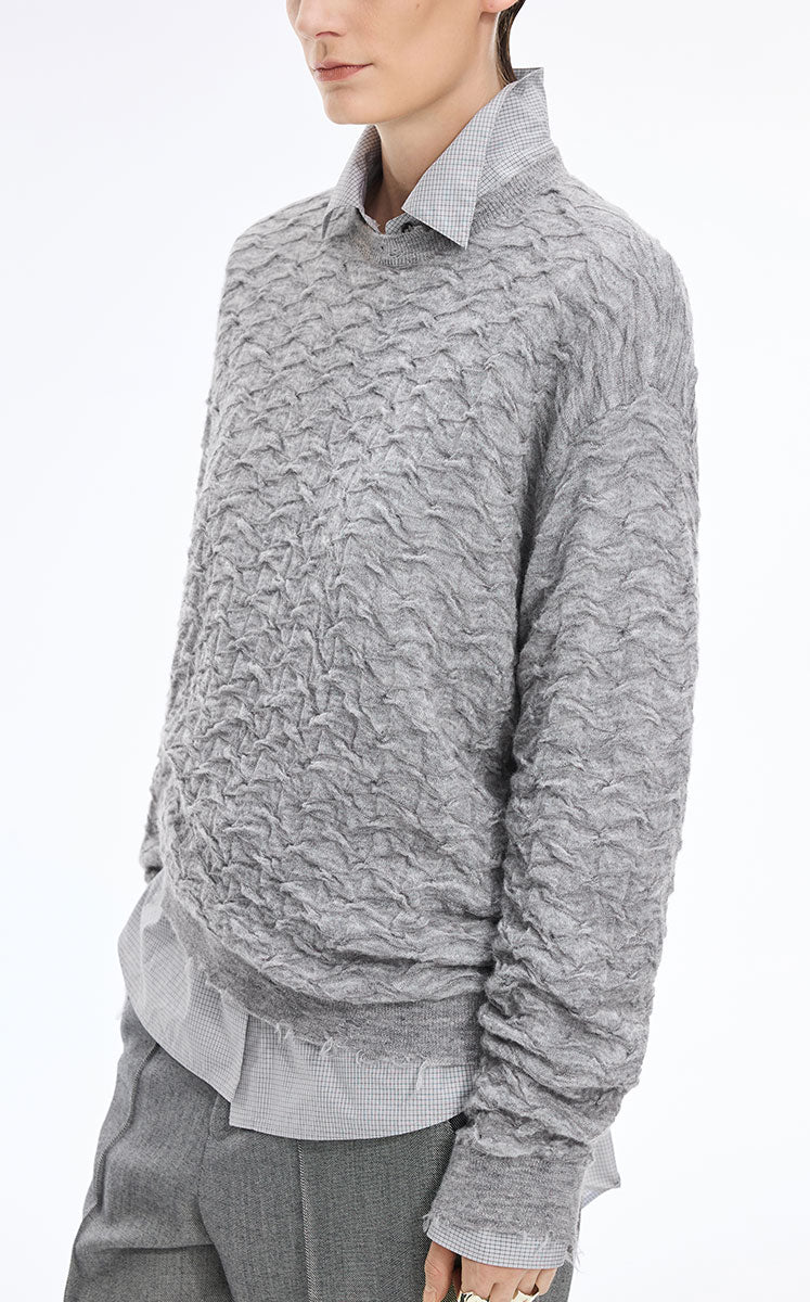 Sweater / JNBY Mohair-Wool Blend Diamond Texture Pullover