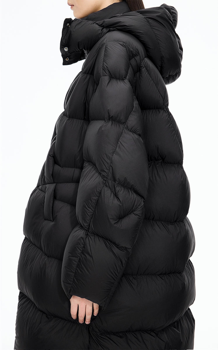 Down Coat / JNBY Deconstructed A-line Hooded Long Down Coat