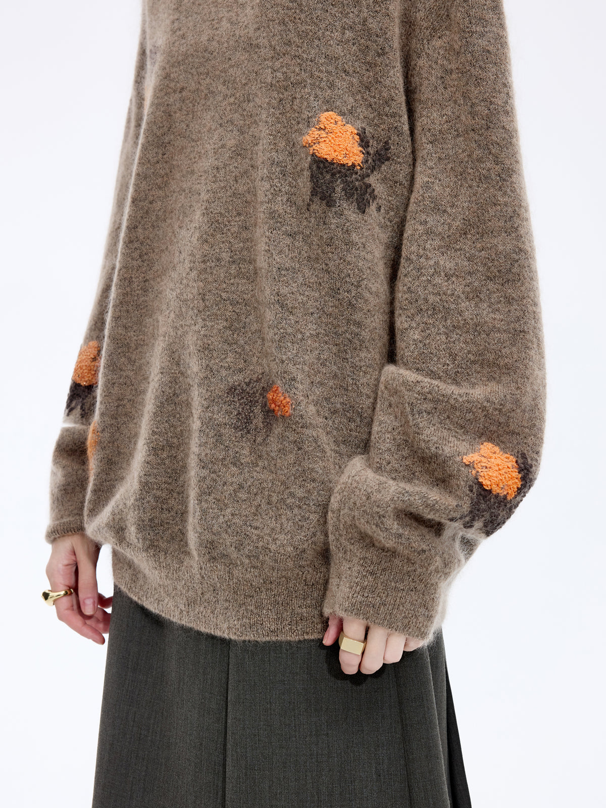Sweater / JNBY Mohair Blend Oversized Floral Jacquard Pullover