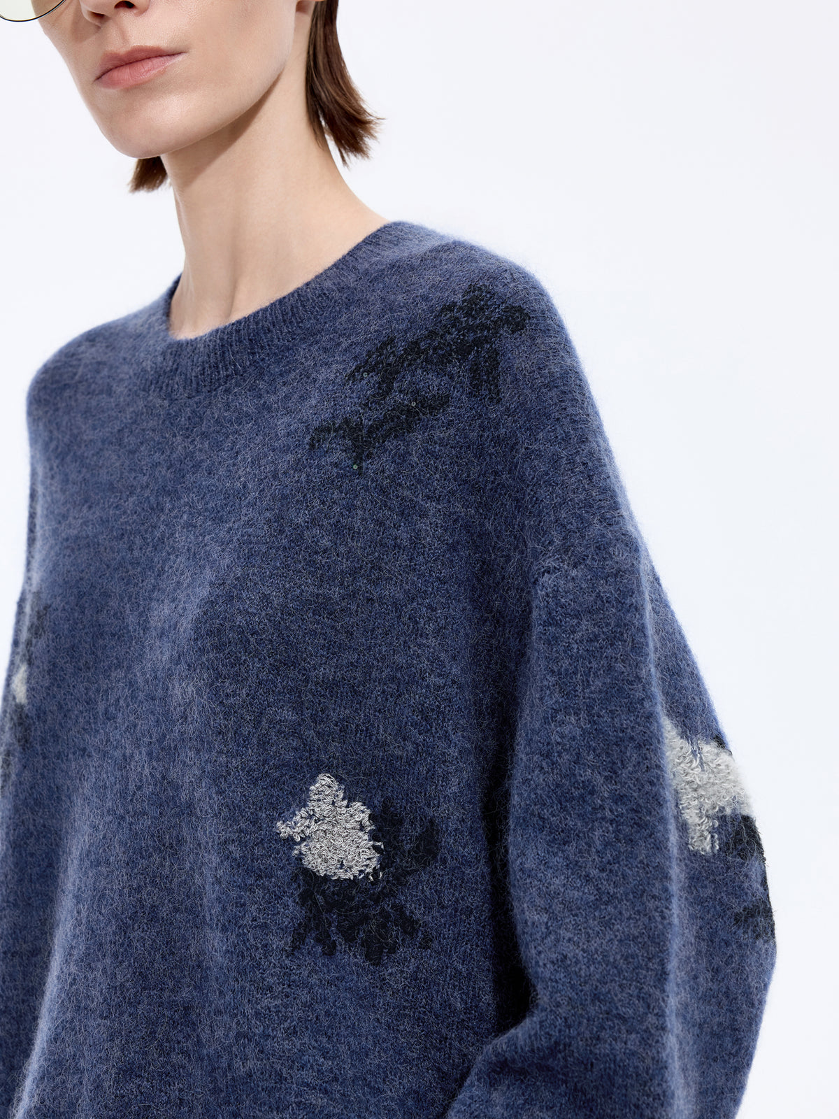 Sweater / JNBY Mohair Blend Oversized Floral Jacquard Pullover