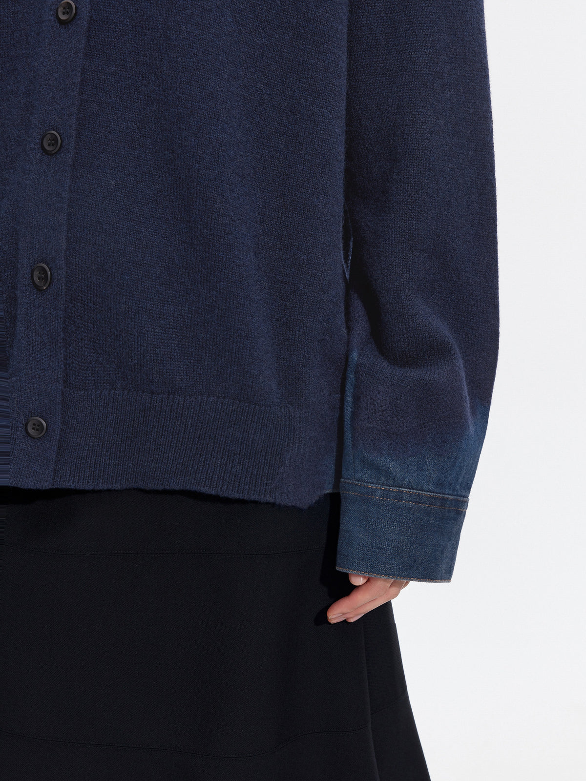 Cardigan / JNBY Wool Yak Blend Denim Patchwork