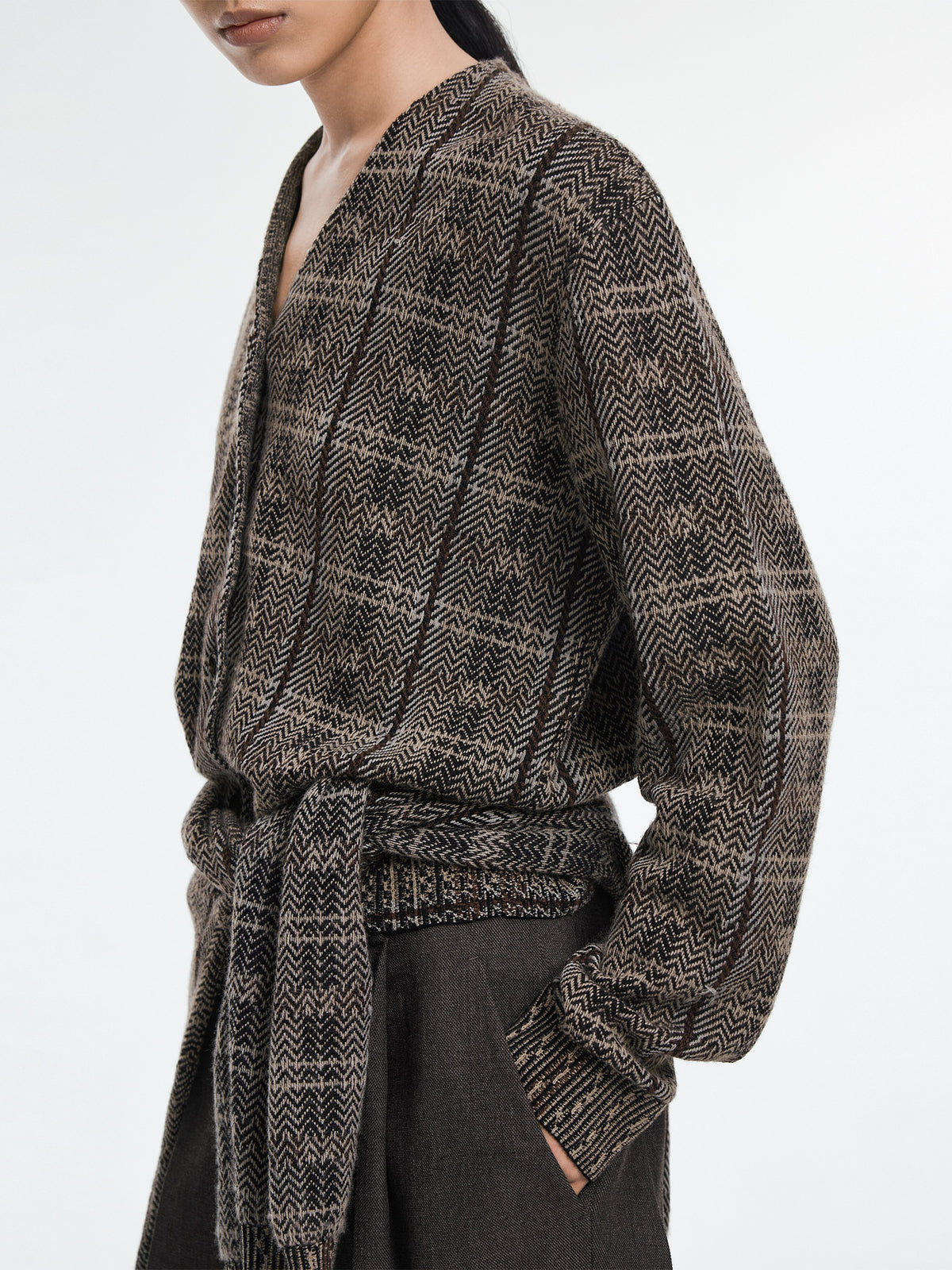 Cardigan / JNBY 100% Merino Wool Oversized Plaid Knit