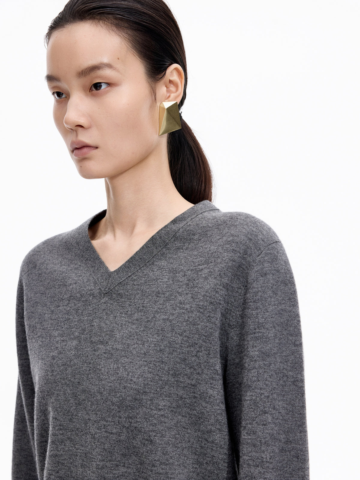 Sweater / JNBY Wool Jacquard V-Neck Pullover