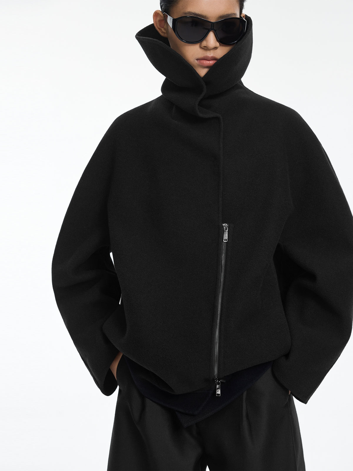 Coat / JNBY Wool Blend Double-Face T-Silhouette Coat