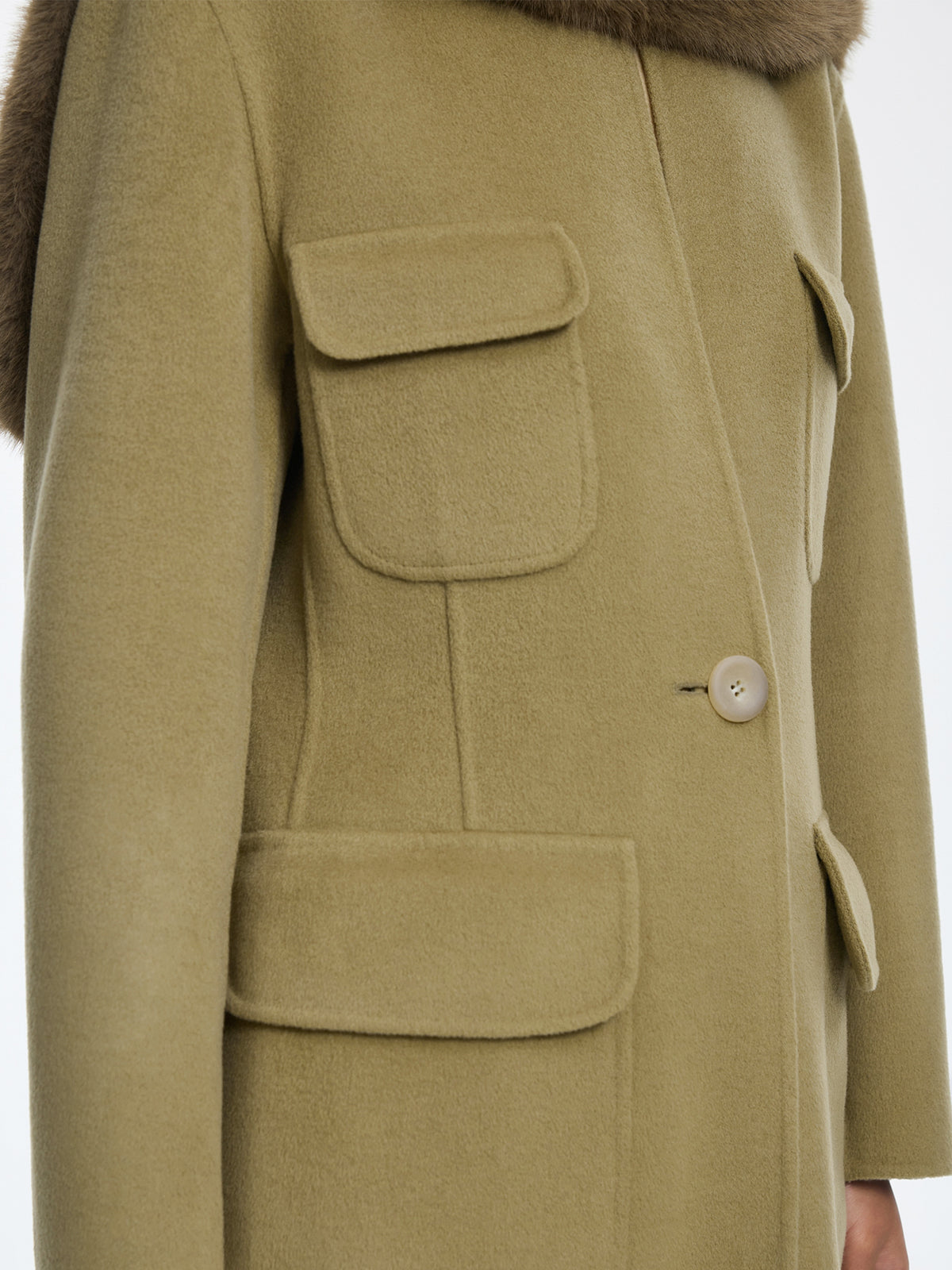 Coat / JNBY Wool Blend Double-Faced X-Line Long Coat