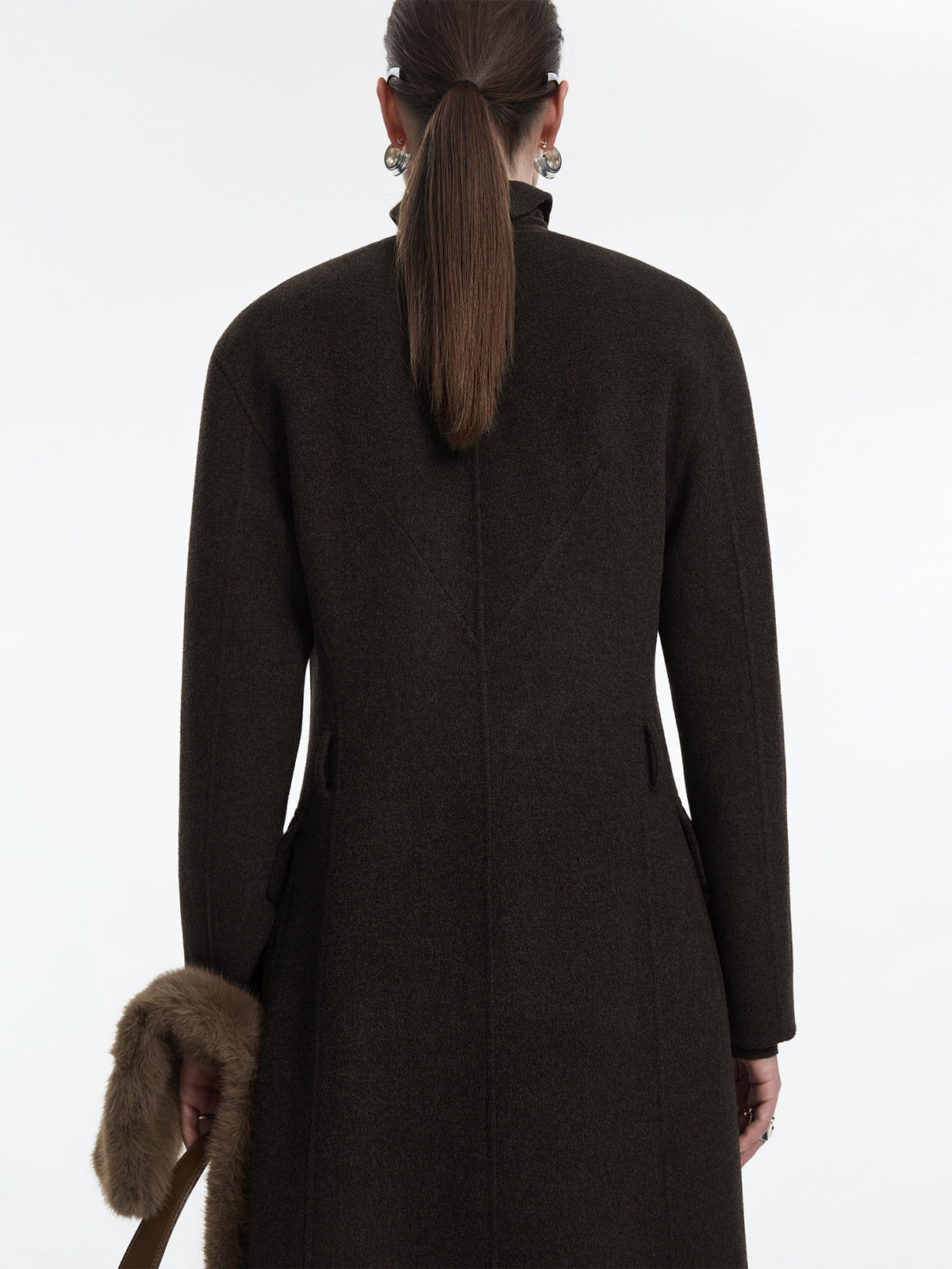 Coat / JNBY Wool Blend Double-Faced X-Line Long Coat