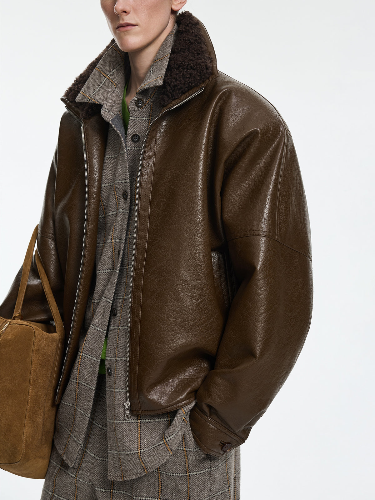 Jacket / JNBY O-Shape Faux Leather Jacket