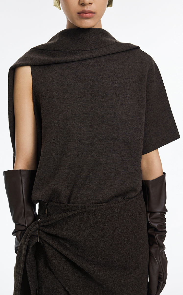Sweater / JNBY Boat Neck Jacquard Wool Blend Top