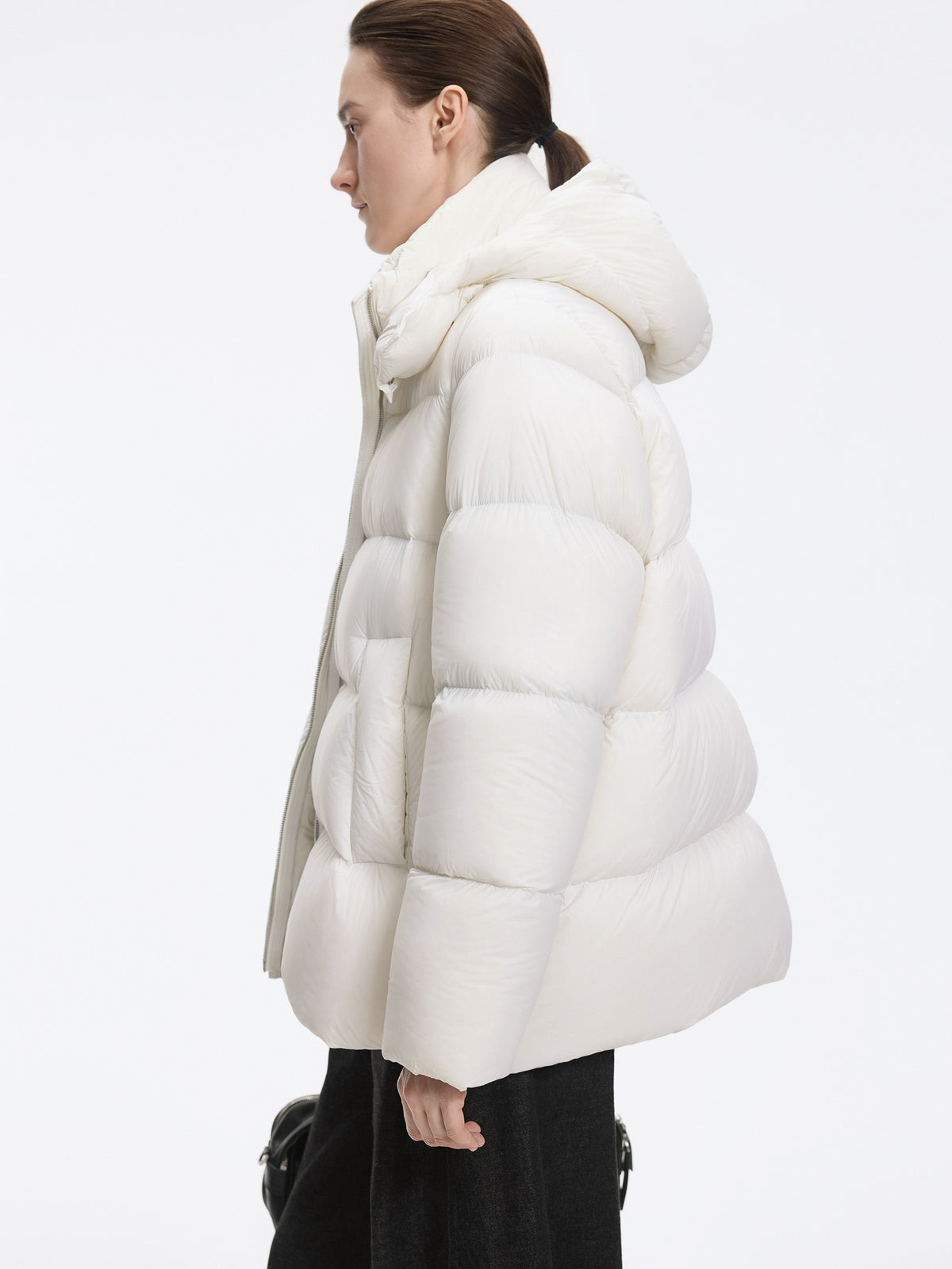 Coat / JNBY A-Line Down Puffer Jacket with Detachable Hood