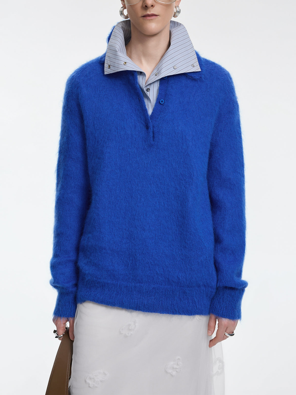 Sweater / JNBY Mohair Wool Blend Collared Pullover
