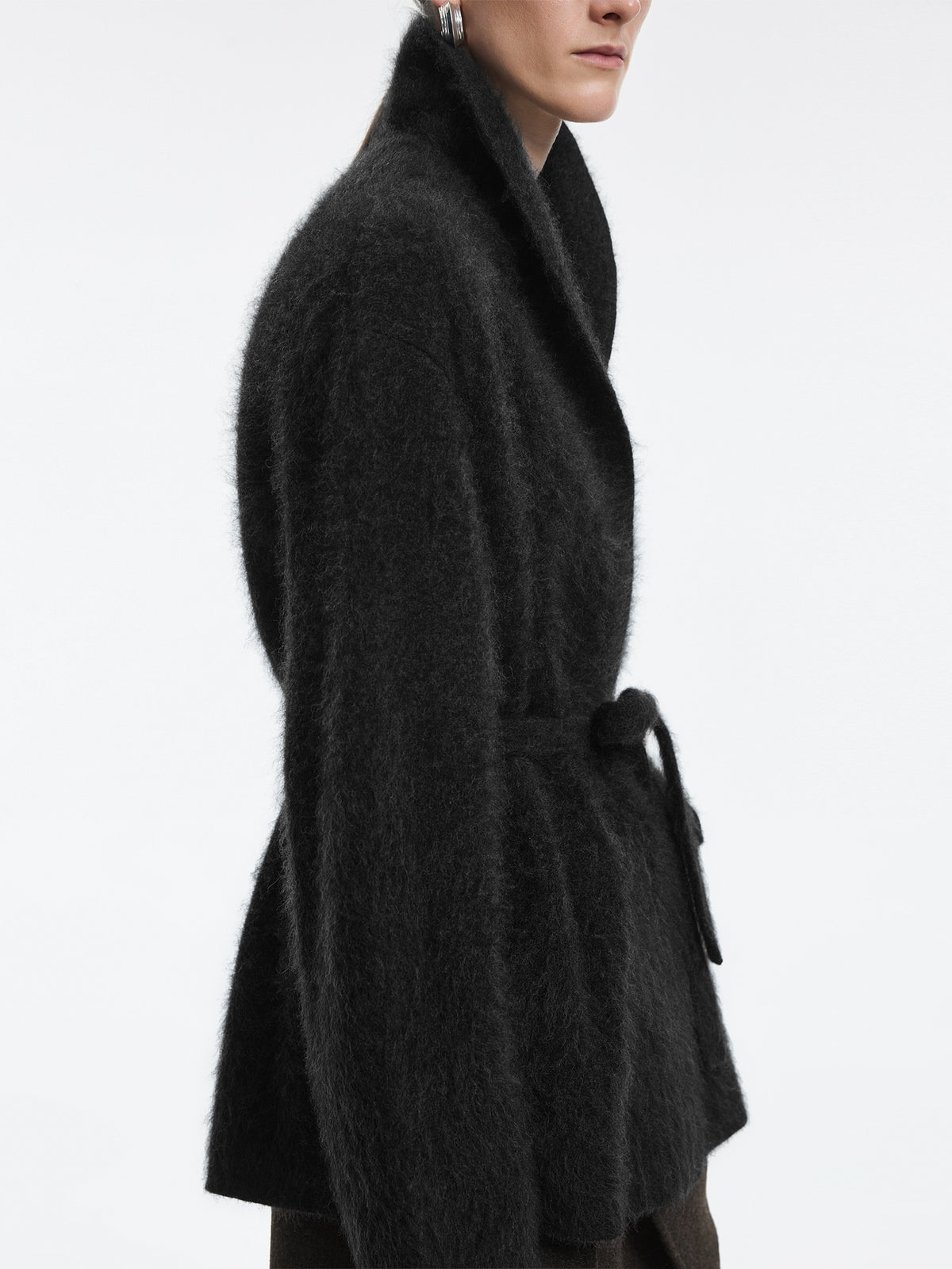 Cardigan / JNBY Wool Cashmere Blend Jacquard Open Front Sweater